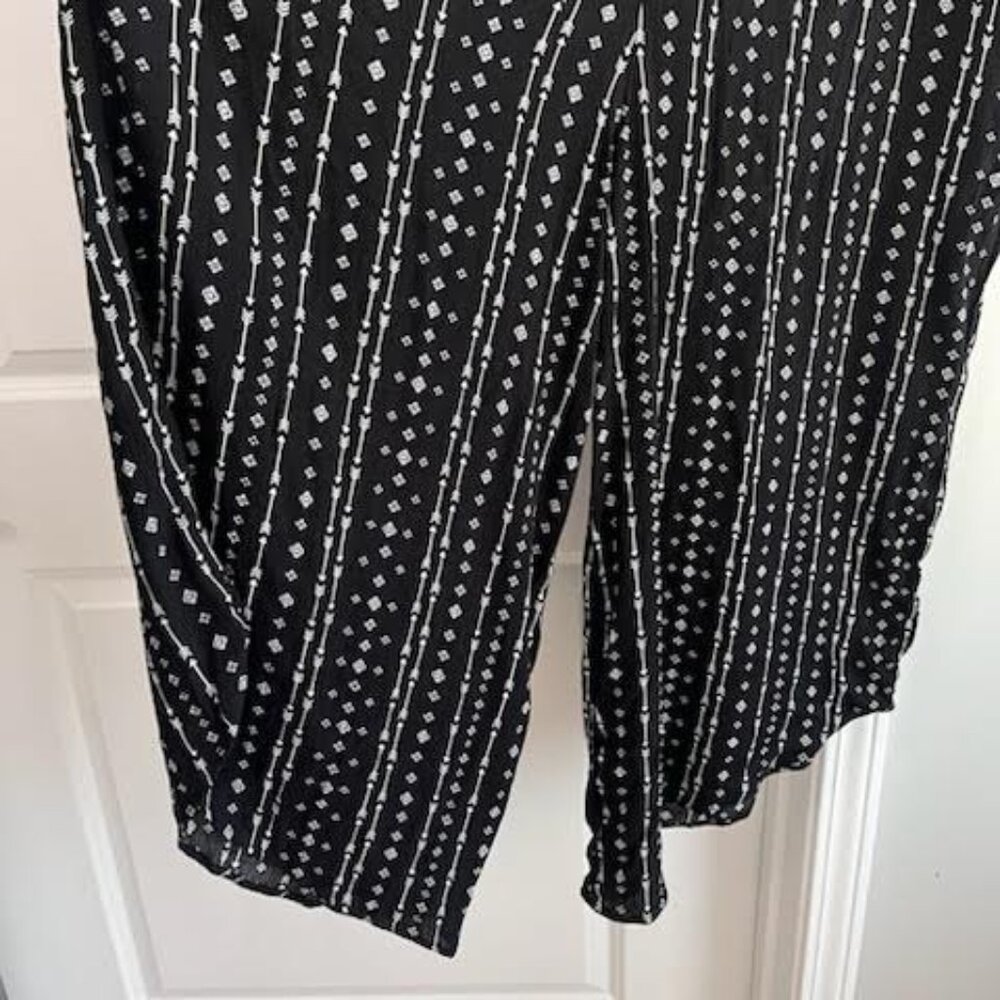 Hem & Thread Black White Printed Jump Suit Women's Small Baggy Boho Lagenlook - Picture 3 of 6